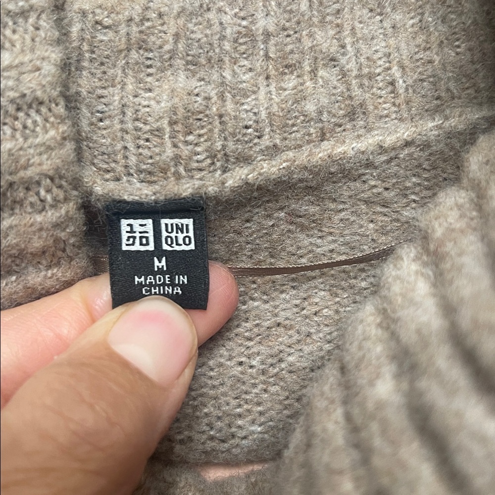 UNIQLO Women’s Turtleneck Sweater Dress Soft Heathered Oatmeal Beige | Size M - Picture 6 of 7